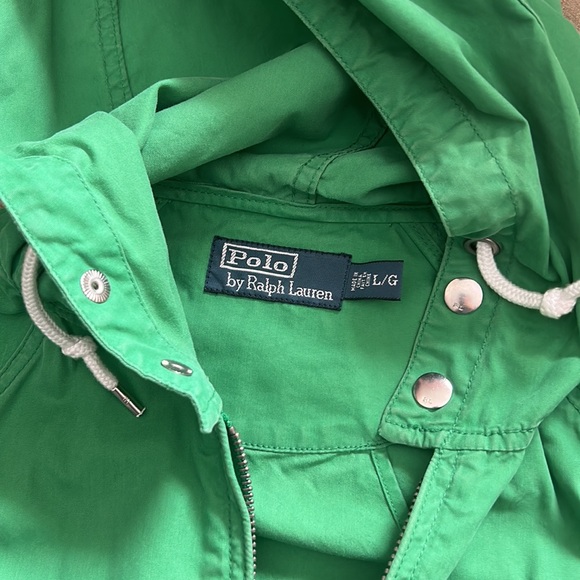 Polo Ralph Lauren Full Zip Hooded Windbreaker Cotton Green Jacket Size Large - Picture 3 of 6